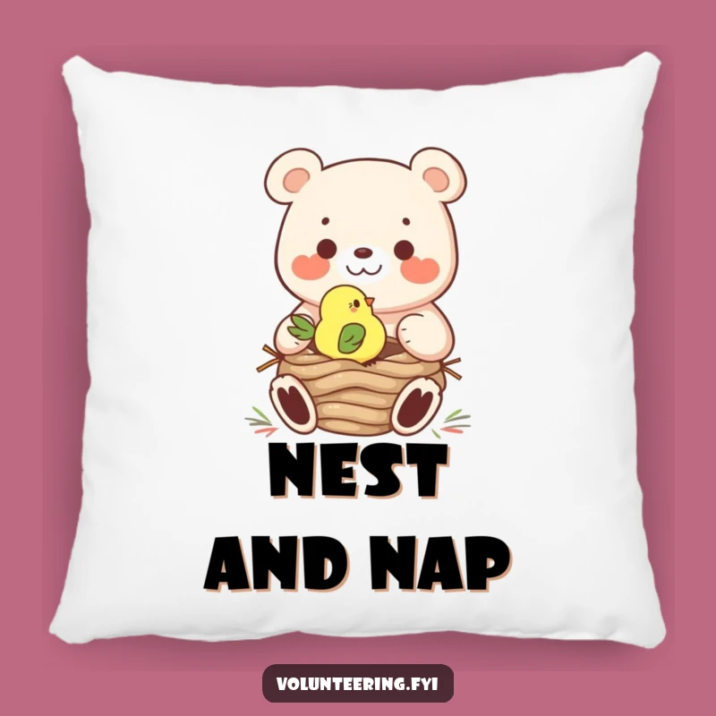 Funny Pillow: Bear & Bird Nest Comfort - Hilarious Accent Pillow, Perfect Cute Gift