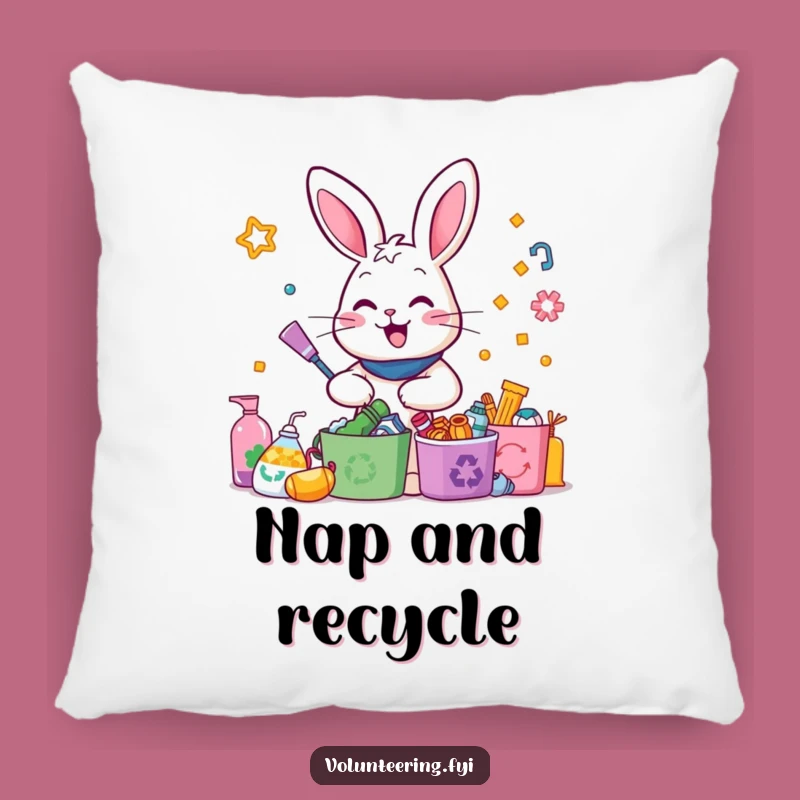 Funny Rabbit Recycling Pillow: Cozy Eco-Comfort - Hilarious Accent Pillow, Perfect Cute Gift