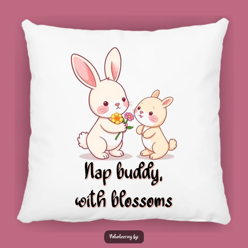 Funny Kawaii Bunny Flower Pillow: Cute Animal Accent Decor Gift