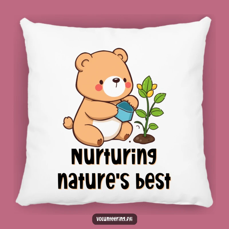 Funny Bear Pillow: Cuddle Up with This Adorable Plant-Themed Throw Pillow