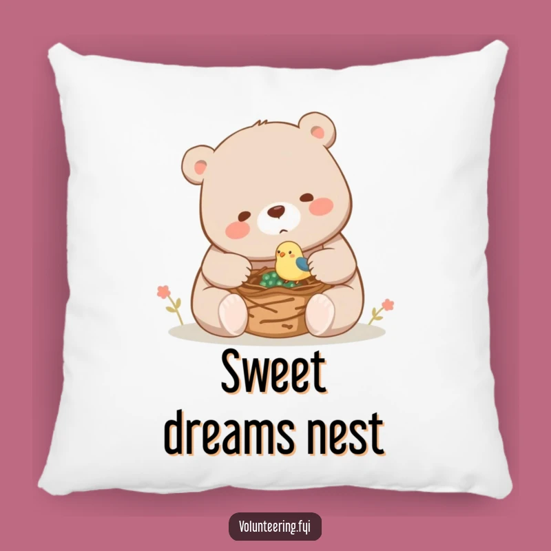 Funny Bear Bird Nest Pillow: Cozy Helping Friend, Sweet Funny Gift