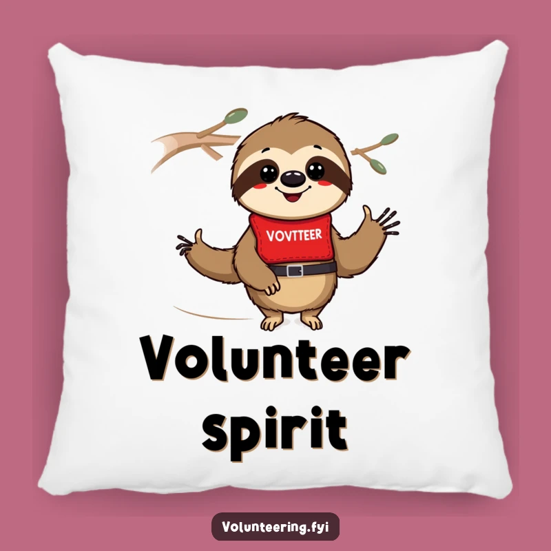 Funny Sloth Volunteer Pillow: Comfy Cushion for Dedicated Helpers