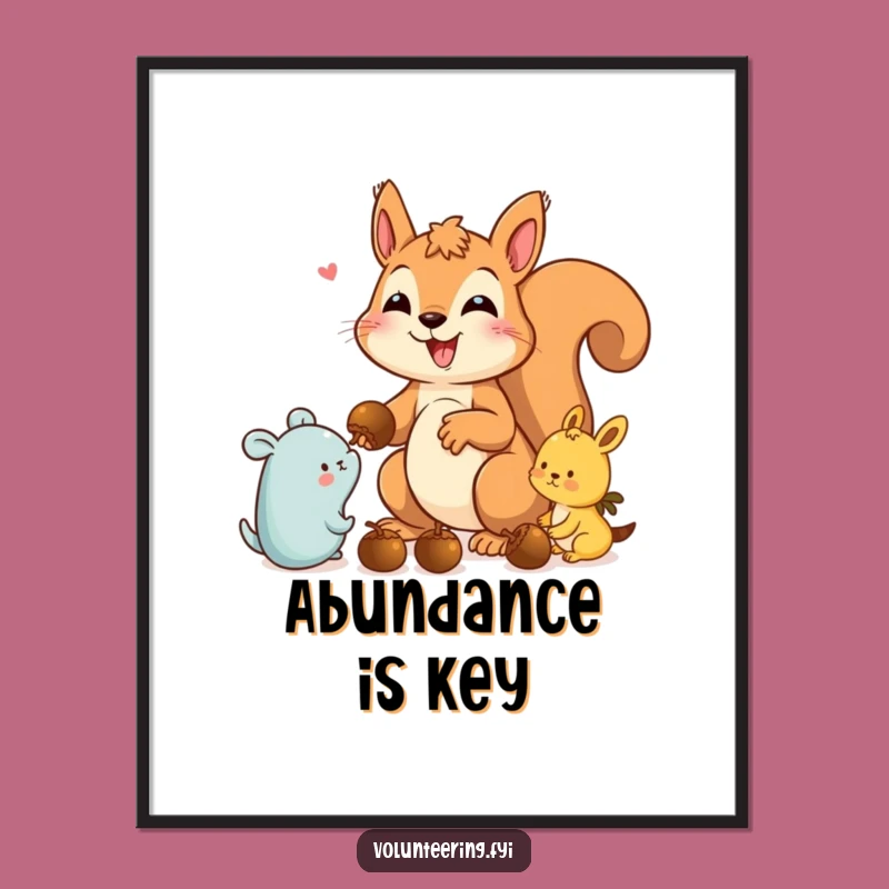 Funny Squirrel Acorn Digital Art: Woodland Wall Decor Printable, Instant Gift