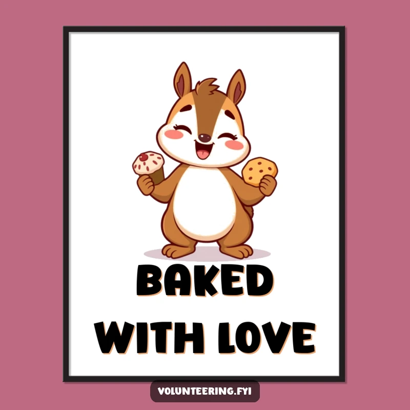 Funny Squirrel Digital Art Print: Instantly Add Baking Joy and Humor to Your Space
