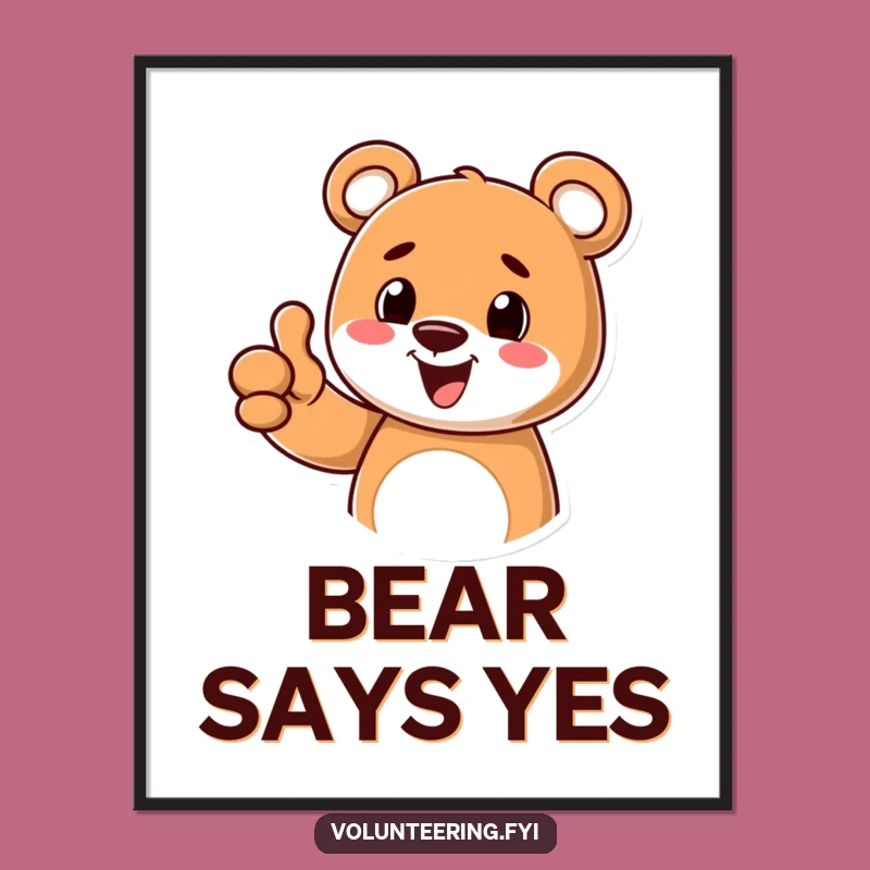 Funny Bear Thumbs Up Digital Art: Instant Positivity for Your Walls!