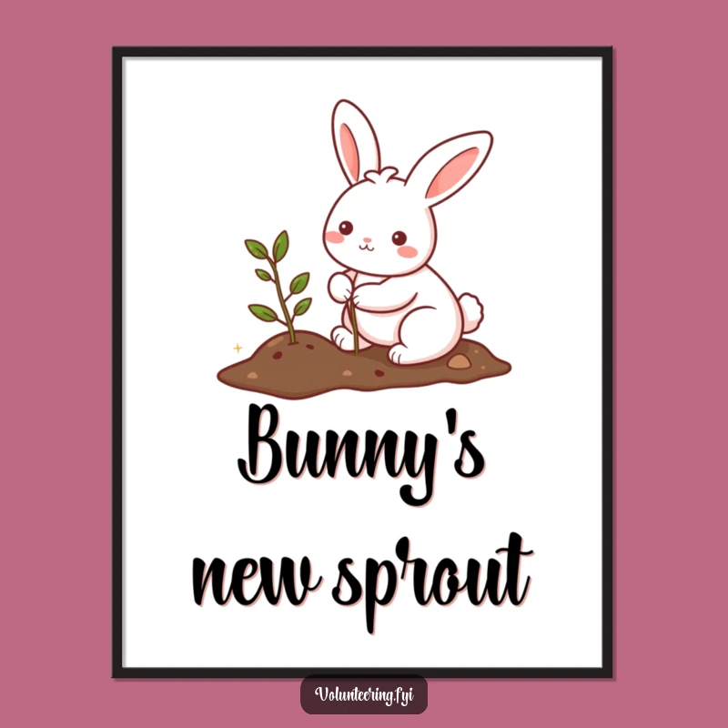 Funny Bunny Planting Tree Digital Art: Instant Green Vibes!