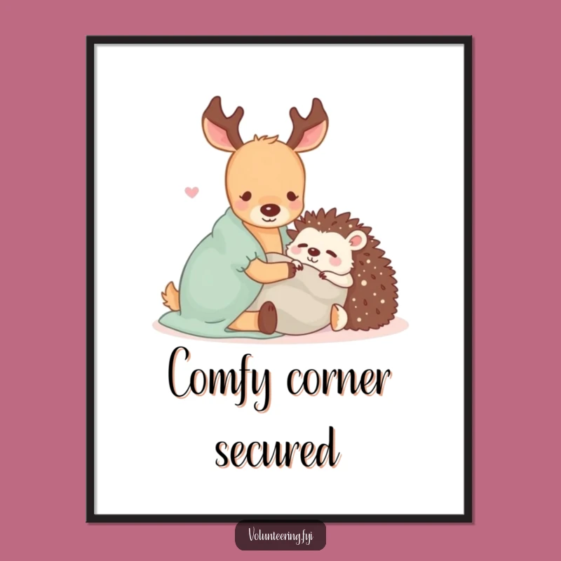 Funny Kawaii Deer & Hog Digital Art: Instant Cozy Decor Funny Gift
