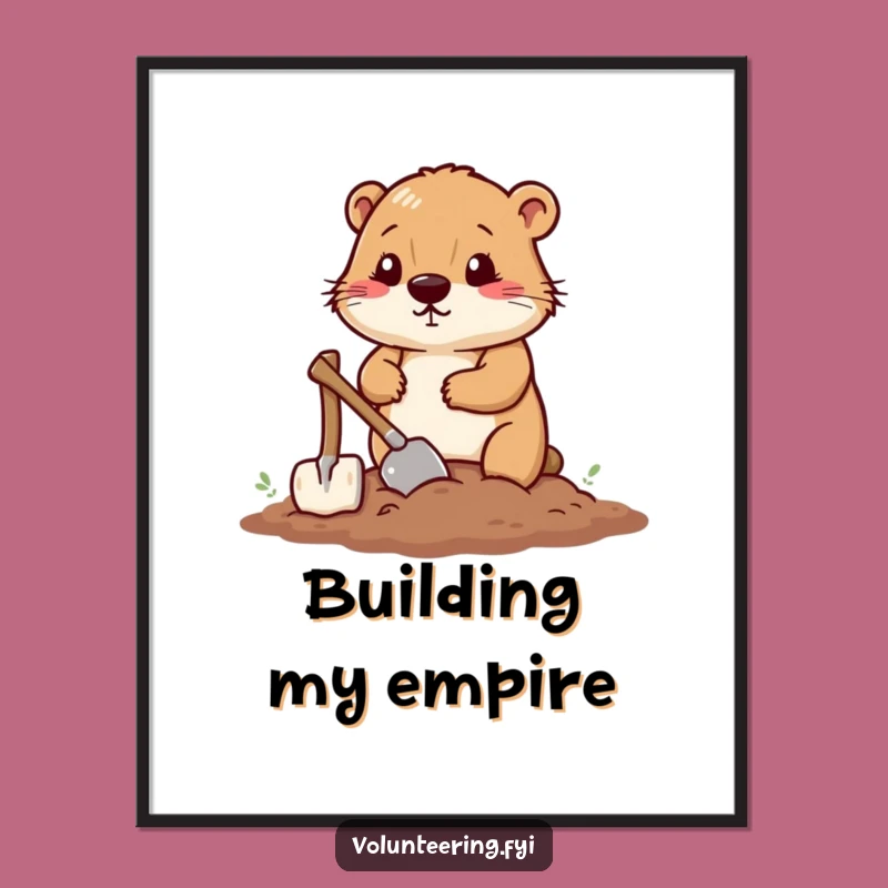 Funny Beaver Construction Art Print - Whimsical Decor for DIY Lovers