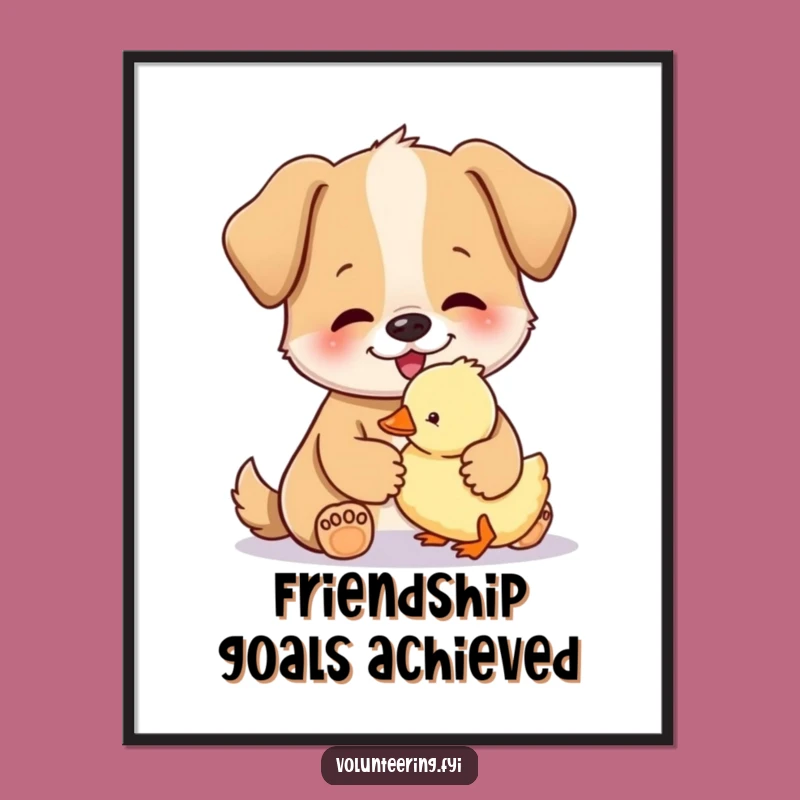 Funny Dog Duckling Art Print - Whimsical Decor for Animal Lovers