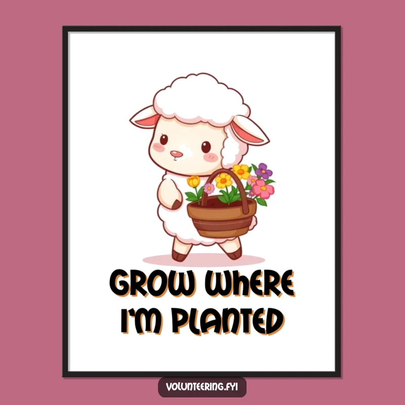 Funny Sheep Flower Art Print - Whimsical Decor for Garden Enthusiasts
