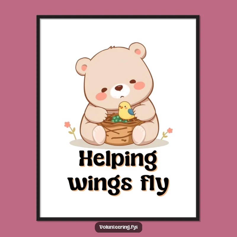 Funny Bear Bird Nest Digital Art: Playful Helper, Instant Funny Decor Gift