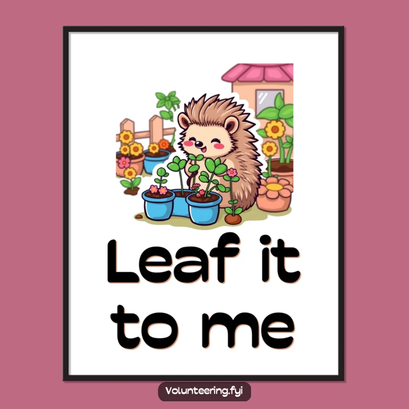 Funny Hedgehog Garden Digital Art Print: Instant Greenery for Walls