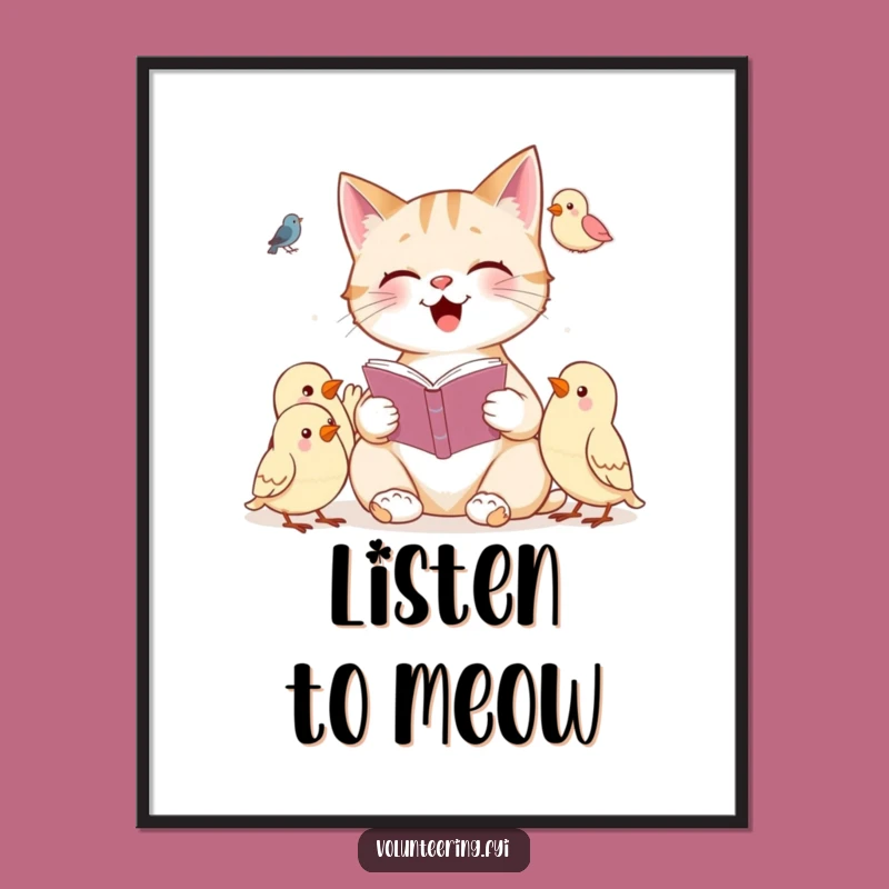 Funny Cat Reading Digital Art: Cheerful Feline Storyteller Scene for Your Walls!