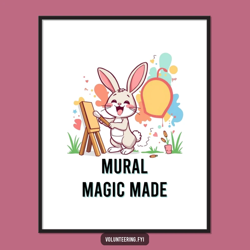 Funny Rabbit Mural Digital Art: Instant Artistry for Your Walls