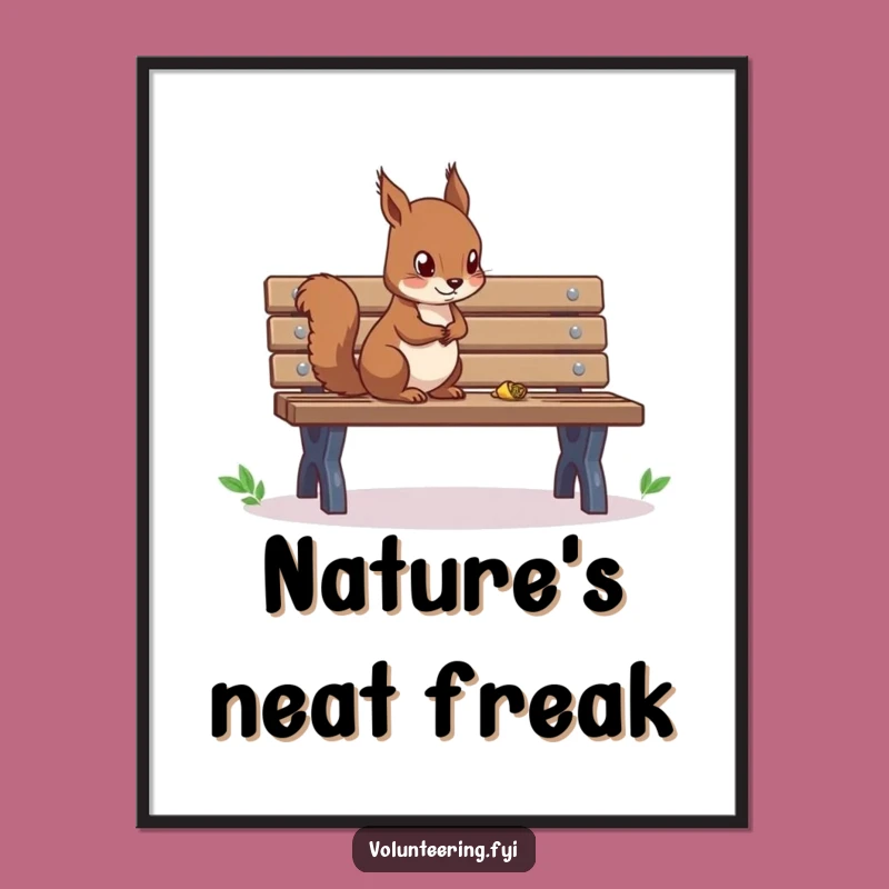 Funny Squirrel Cleaning Digital Art Print: Instant Eco-Decor