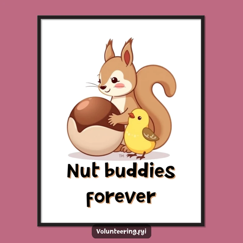 Funny Squirrel & Bird Digital Art - Instant Kindness for Your Walls