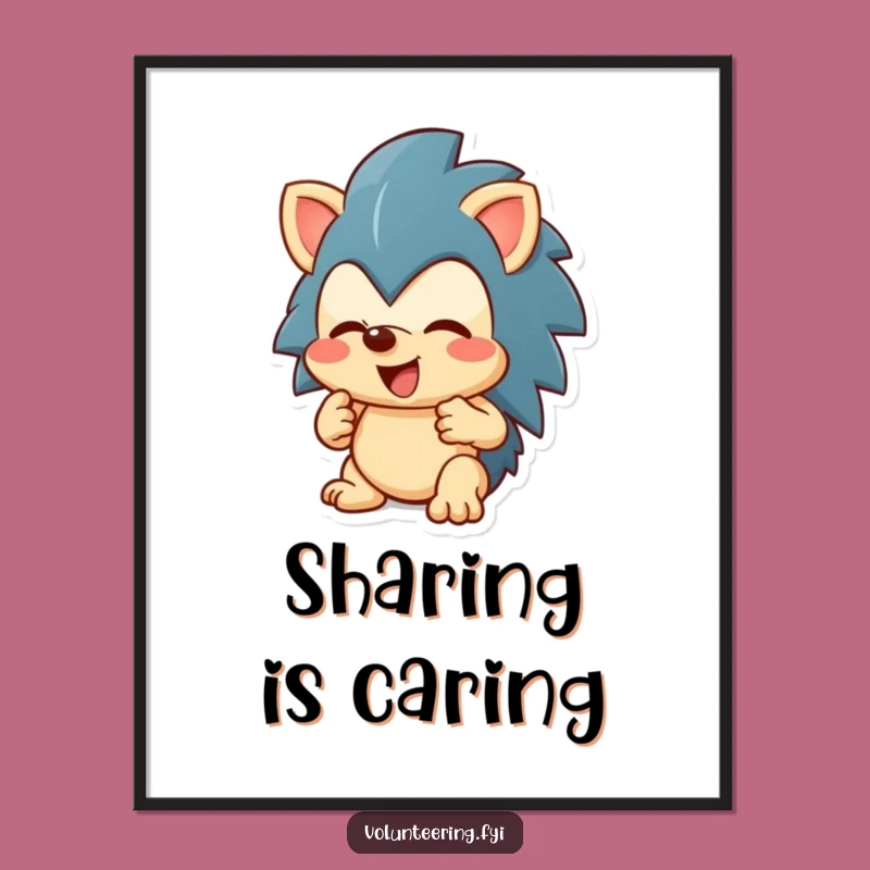 Funny Hedgehog Sharing Digital Art - Instant Generosity Decor, A Perfect Gift!
