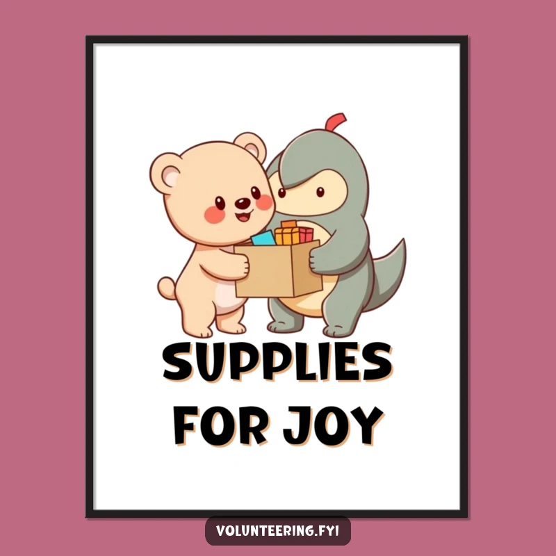 Funny Bear Cub Helper Digital Print: Cheerful Character Sharing Supplies, Instant Funny Gift Download