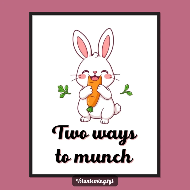 Funny Rabbit Carrot Digital Art: Joyful Hare, Instant Funny Decor Gift