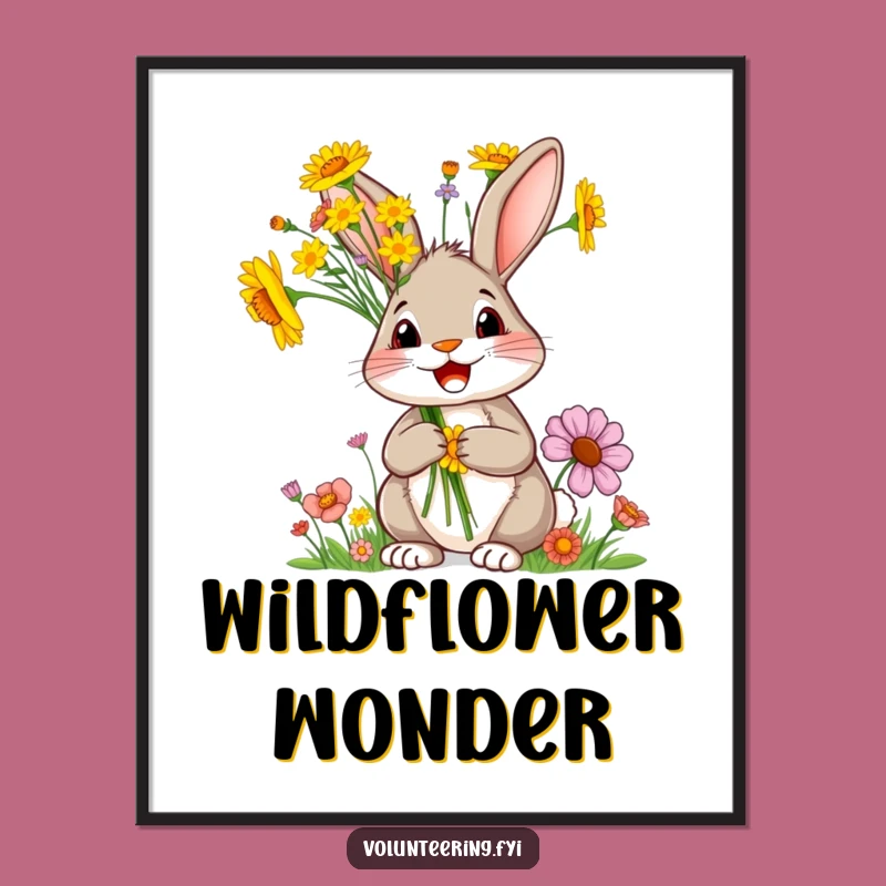 Funny Rabbit Digital Art Print: Instant Floral Joy and Humor for Your Walls