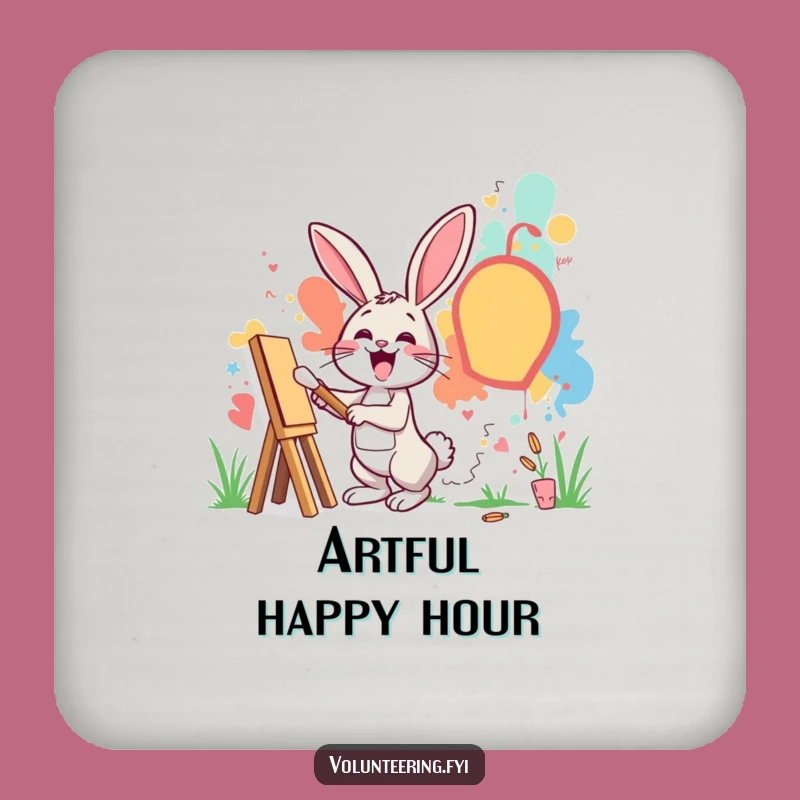 Funny Rabbit Mural Coaster: Protect Surfaces with Artistic Flair
