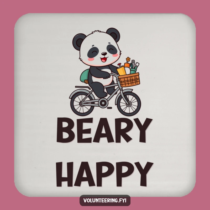 Funny Panda Bike Drink Coaster: Protect Surfaces with Rolling Humor