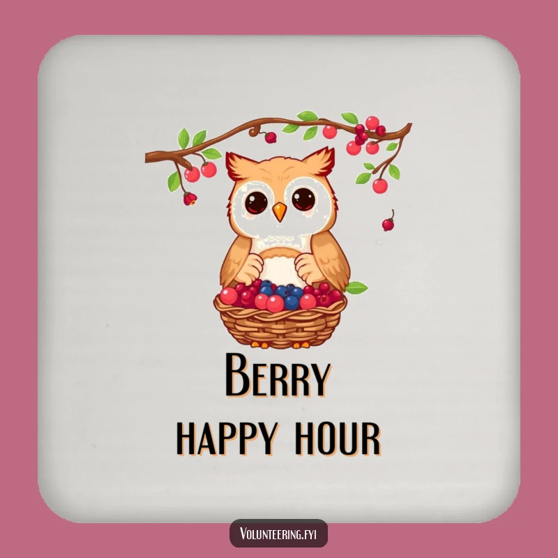 Funny Owl Berry Donation Coaster Set - Generous Table Protection Gift