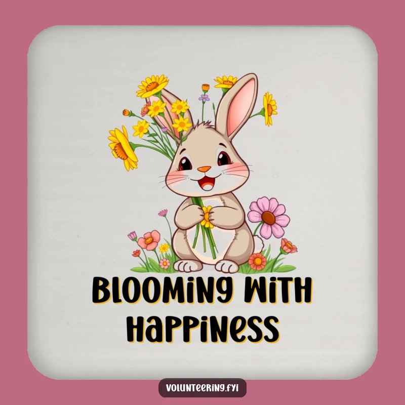 Funny Rabbit Drink Coasters: Protect Surfaces with Floral Charm and Humor