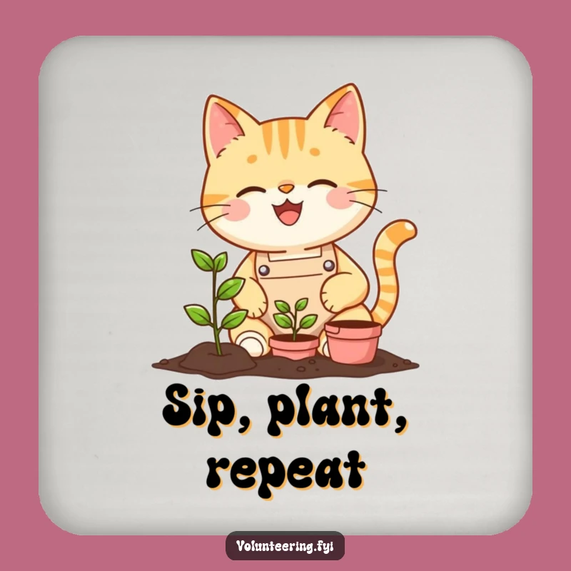 Funny Cat Gardener Coaster: Protect Surfaces with This Hilarious Feline Charm