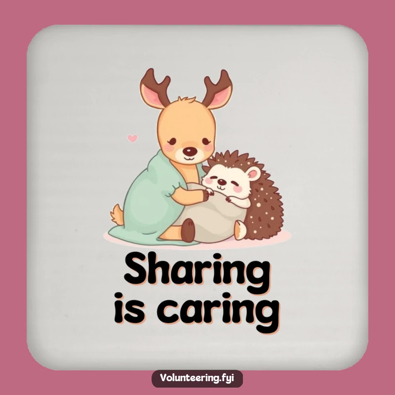 Funny Kawaii Deer & Hedgehog Coaster Set: Protect Surfaces Funny Gift