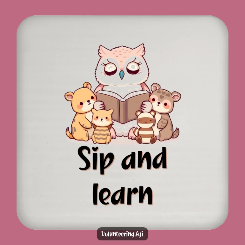 Funny Kawaii Owl Reading Coaster: Protect Surfaces with Wisdom
