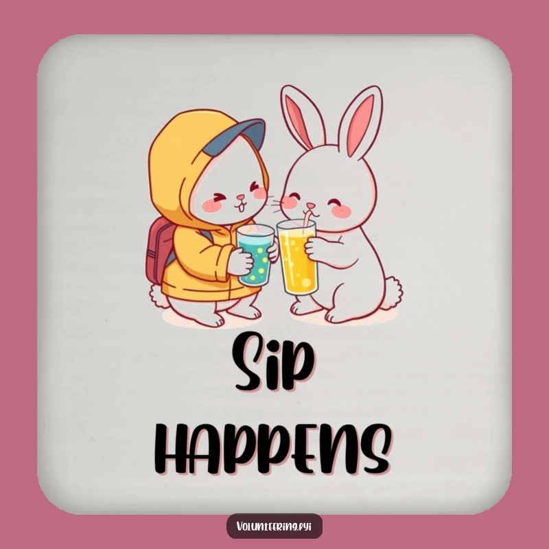 Funny Kawaii Rabbit Friendship Coaster Set: Protect Surfaces with Care, Hilarious Funny Gift