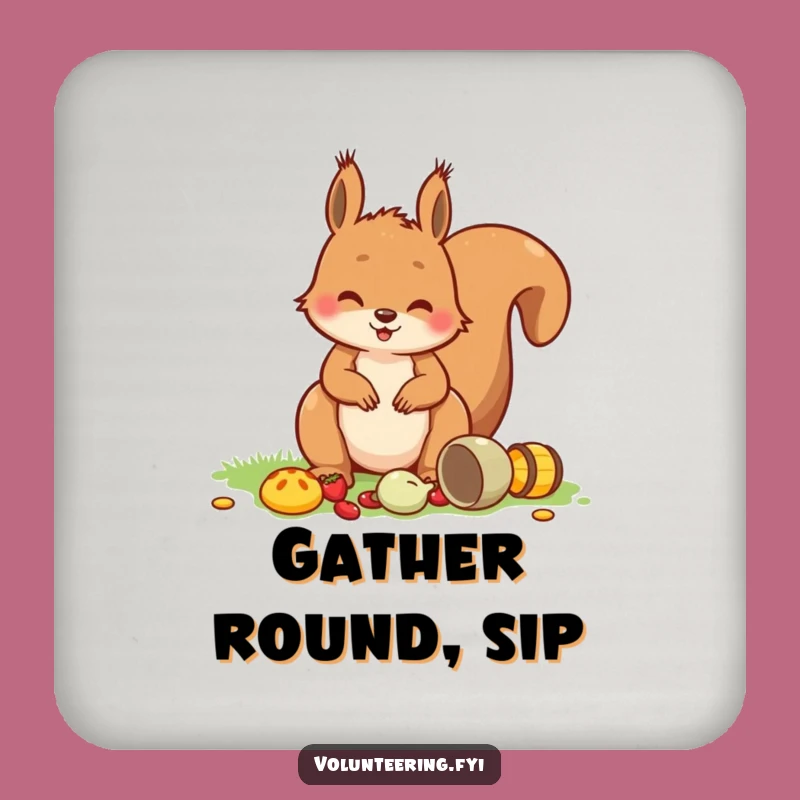 Funny Squirrel Picnic Drink Coasters: Playful Critter Set, Perfect Gift