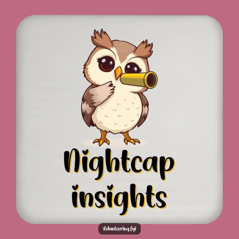 Funny Owl Telescope Coaster: Protect Surfaces with Humorous, Curious Style
