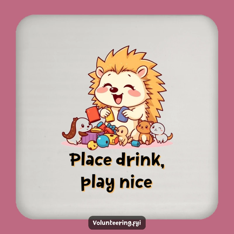 Funny Hedgehog Toy Sorter Coasters: Protect Surfaces with Playfulness, Cute Gift Set