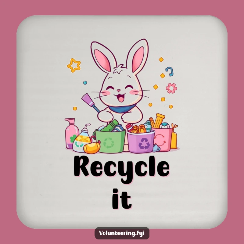 Funny Rabbit Recycling Coasters: Protect & Sort - Hilarious Eco Set for Tables, Gift