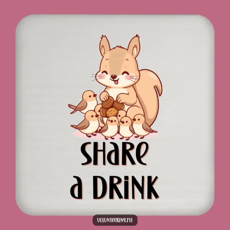 Funny Kawaii Squirrel Sharing Coaster - Cute Protection for Your Surfaces