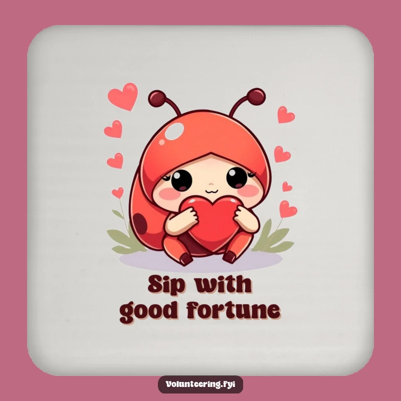 Funny Ladybug Guide Coaster - Hilarious Helpful Character Drink Accessory Gift