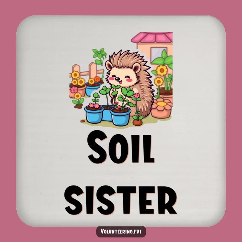 Funny Hedgehog Garden Drink Coaster: Protect Surfaces with Spiky Charm