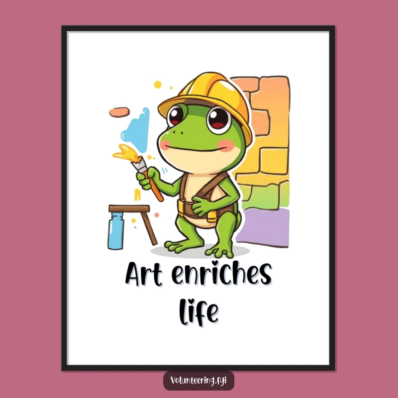 Funny Frog Painter Poster - Hilarious Construction Art Wall Art Gift