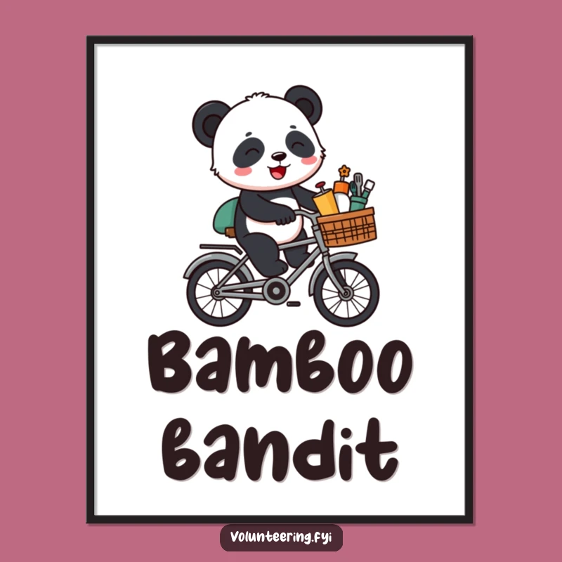 Funny Panda Bike Poster: Whimsical Wall Art for Panda Lovers and Adventurers