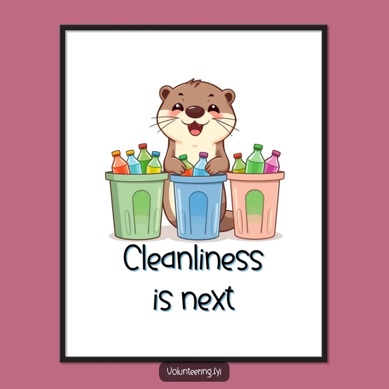 Funny Otter Recycling Poster: Decorate with Eco-Enthusiasm and Charm