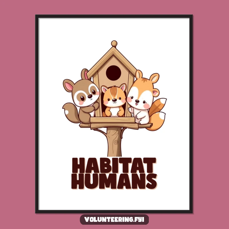 Funny Animal Friends Birdhouse Poster: Hilarious Wall Art for a Cheerful Home