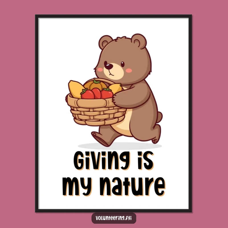 Funny Bear Community Spirit Poster: Inspire Giving with Heartfelt Art