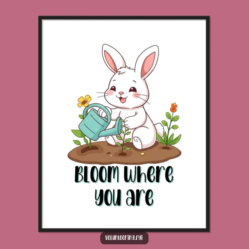 Funny Bunny Gardener Poster - Cute Planting Art & Decor