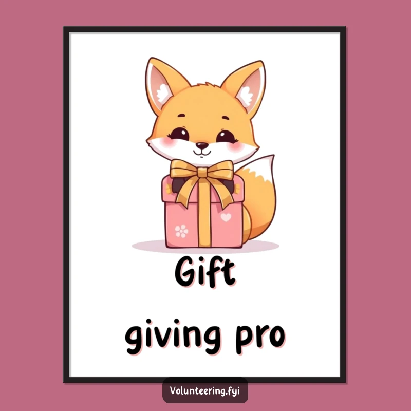 Funny Fox Gift Box Poster: Smiling Tyer Art, Charming Funny Gift