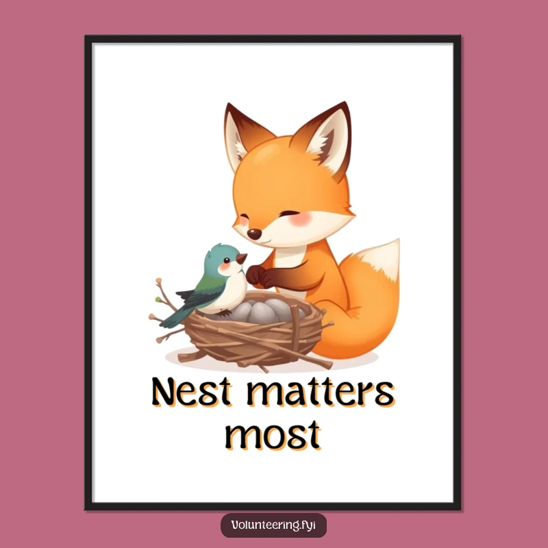 Funny Fox Woodland Buddy Poster: Decorate with Playful Companionship