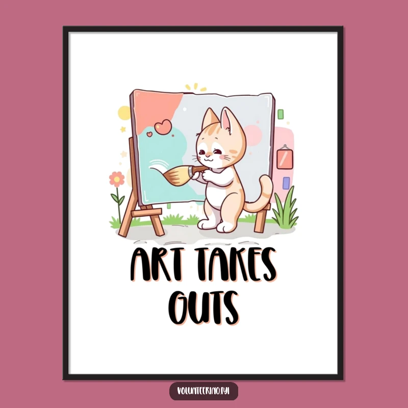 Funny Kitten Artist Poster: Community Mural Art - Hilarious Decor Gift Idea for Studios