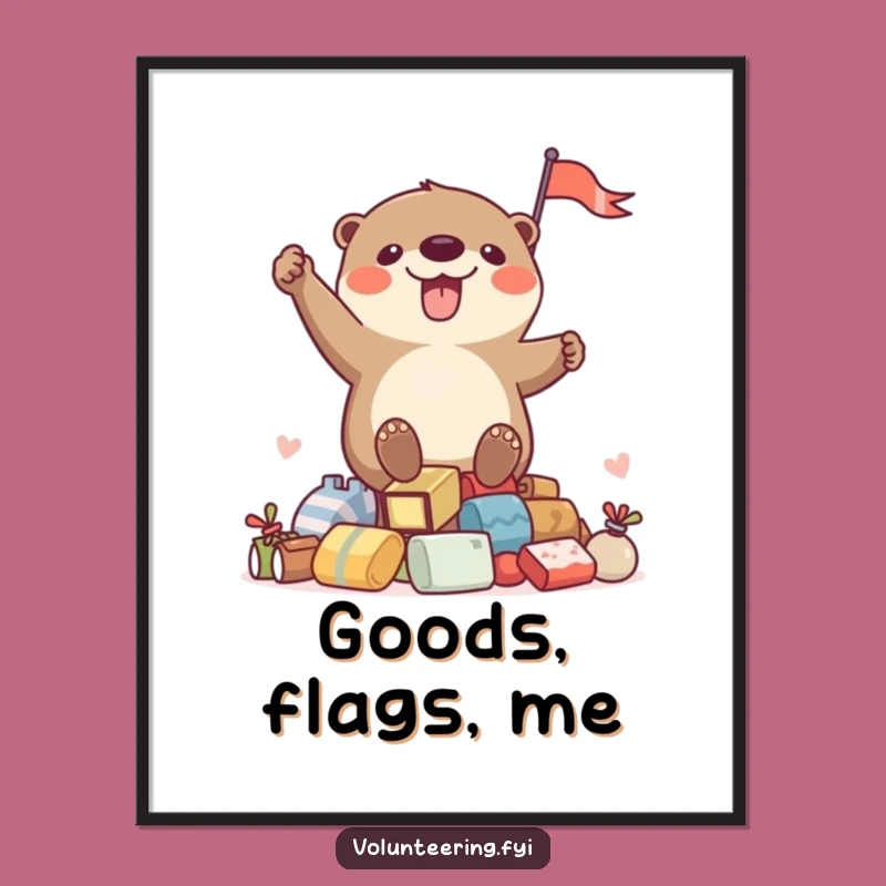 Funny Otter Flag Poster - Whimsical Wall Art for a Laugh