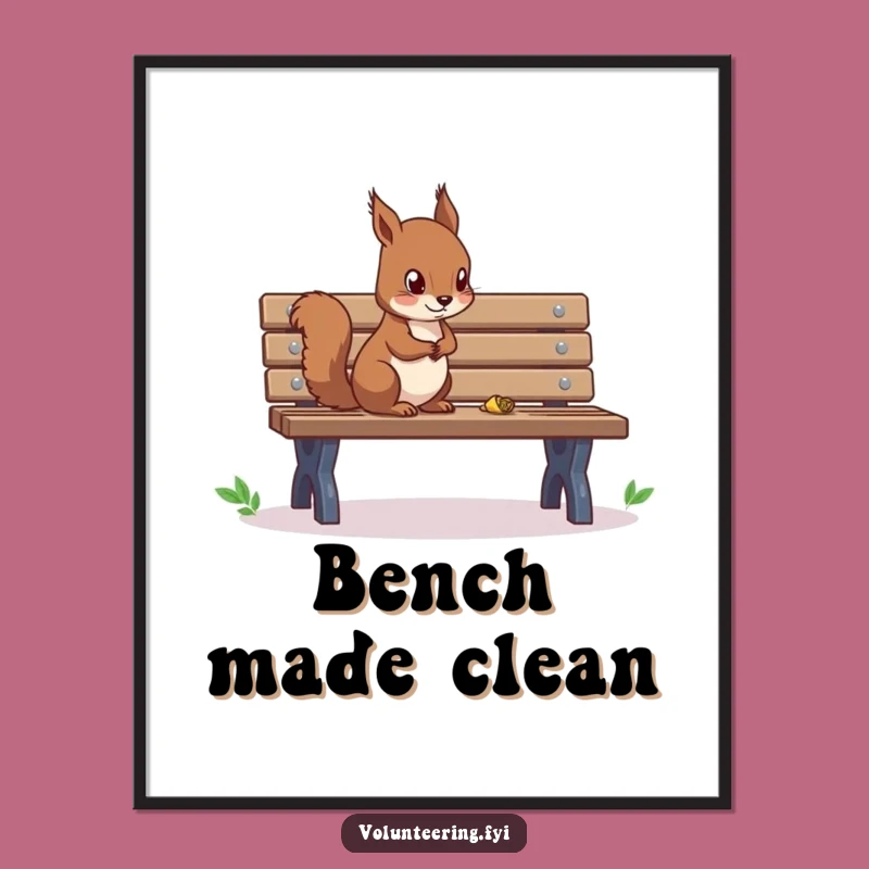 Funny Squirrel Cleaning Art Print: Whimsical Decor for Nature Lovers